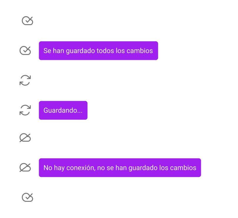 Componente Indicador de guardado del sistema de diseño ERP