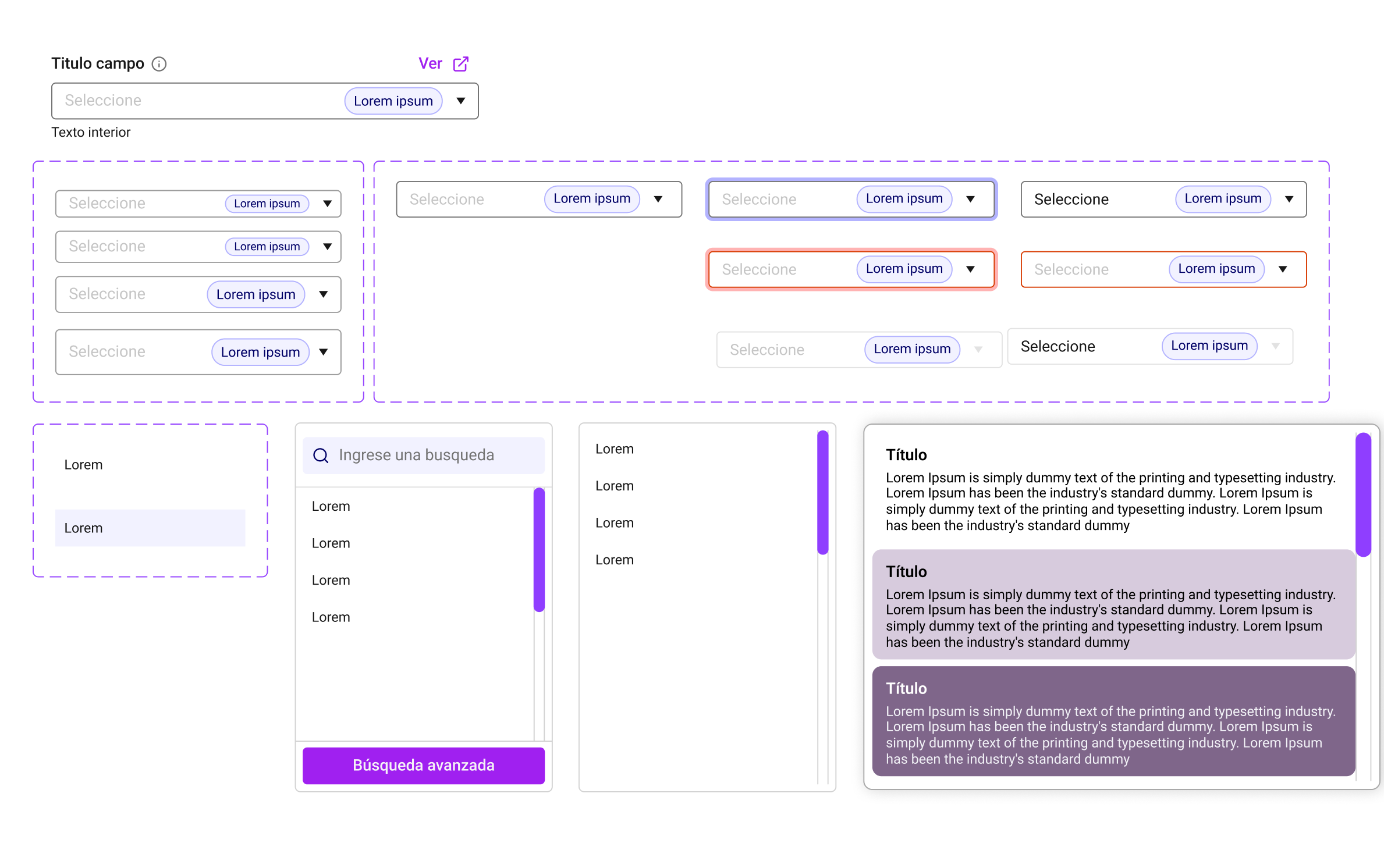 Componente Dropdown del sistema de diseño ERP