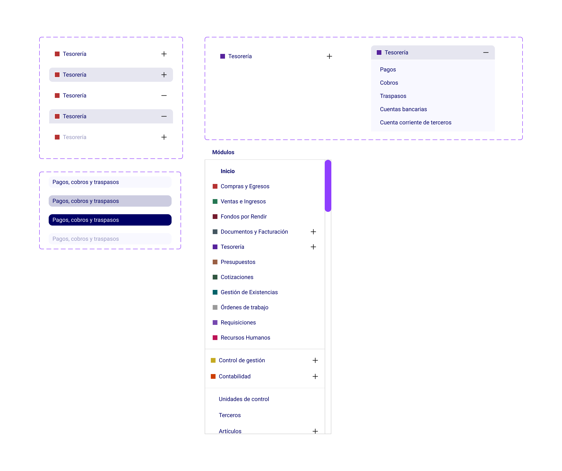 Componente Menu general del sistema de diseño ERP