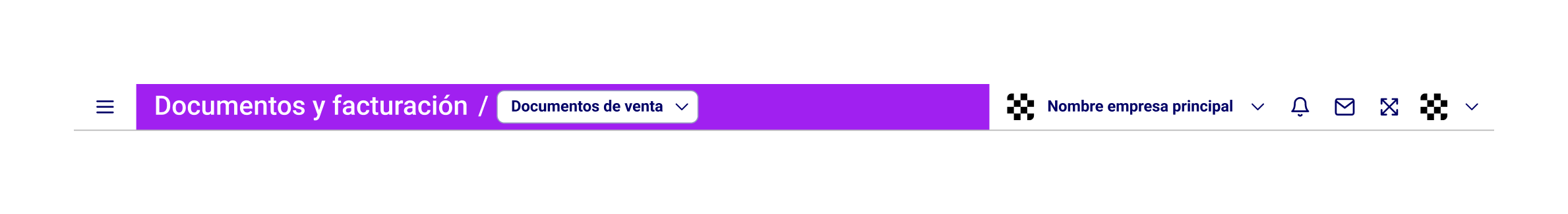 Componente Navbar del sistema de diseño ERP