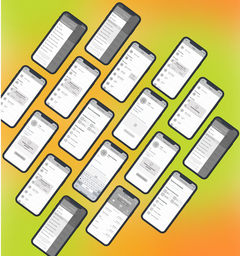 Wireframes de baja y media fidelidad — New App Banco Falabella